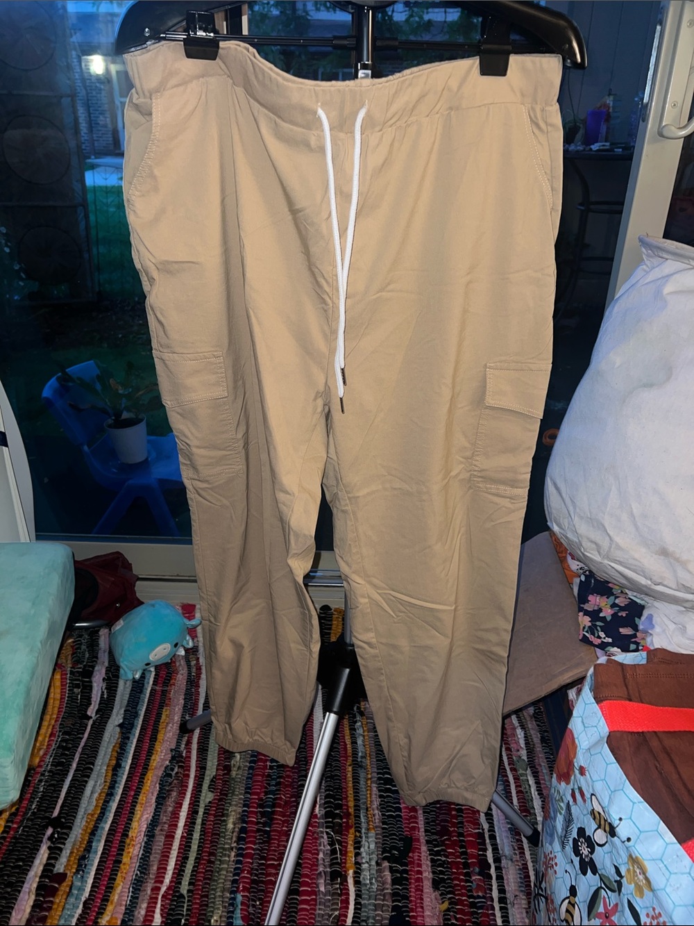Amazon Women's Beige Drawstring Cargo Joggers